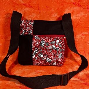 Harley Themed Red & Black Crossbody Shoulder Bag